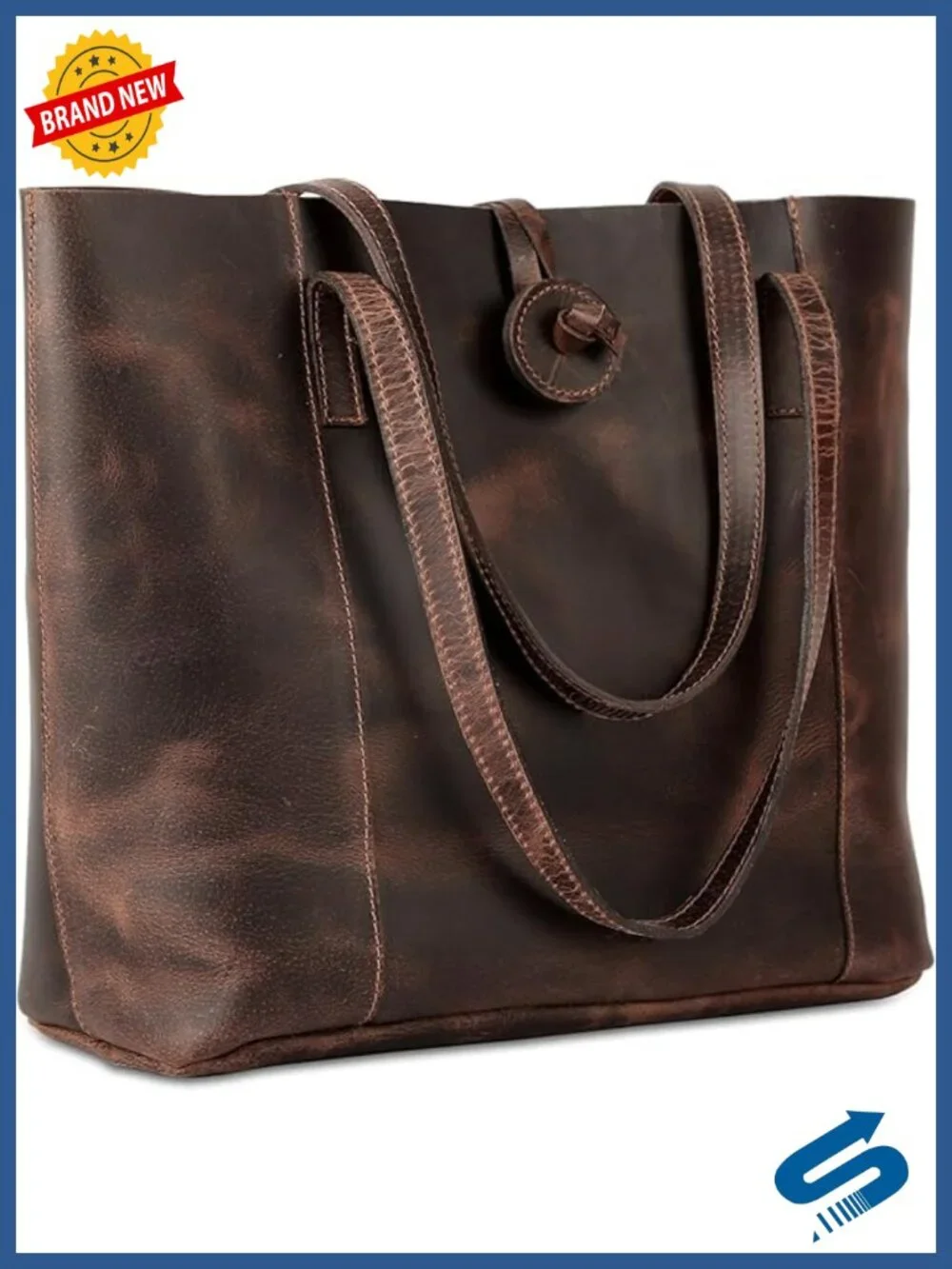 Vintage Leather Shoulder Tote Bag for Women Office Laptop Purse Handbag
